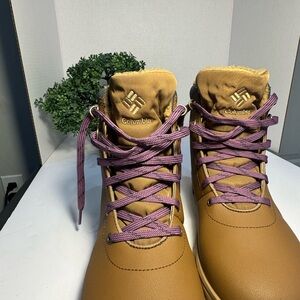 Columbia Women's Brown Boots with Purple Laces